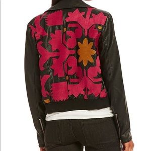 Free people embroidered leather jacket